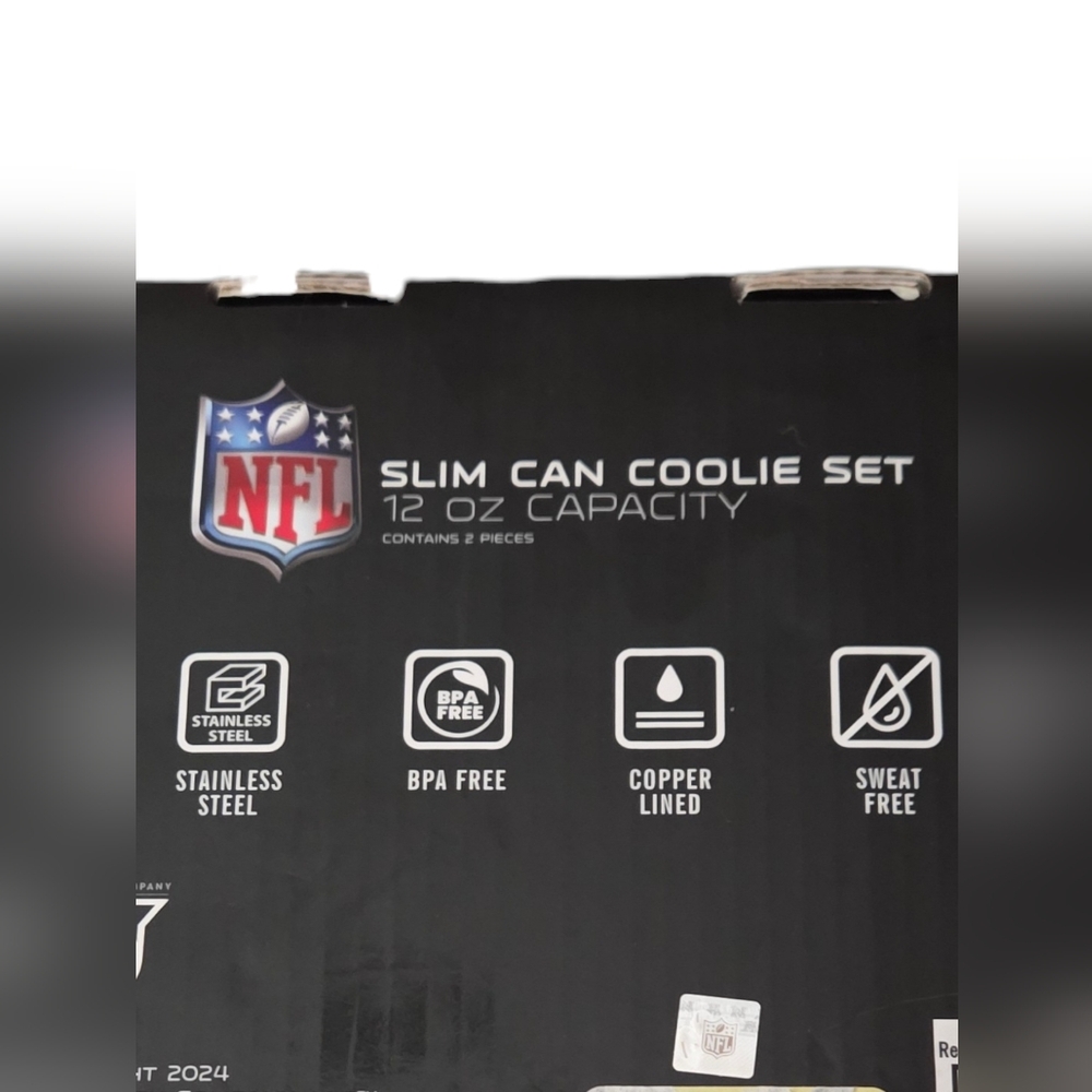 Atlanta Falcons - NEW Set of 2 Slim Can Coolie Set NFL 12oz Stainless Steel Logo - Picture 3 of 4